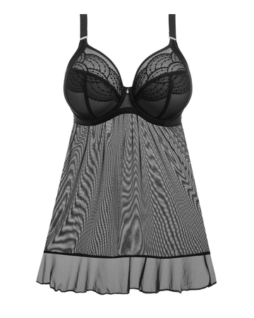 Elomi 4551 Black Priya Underwire Babydoll Chemise myselflingerie.com